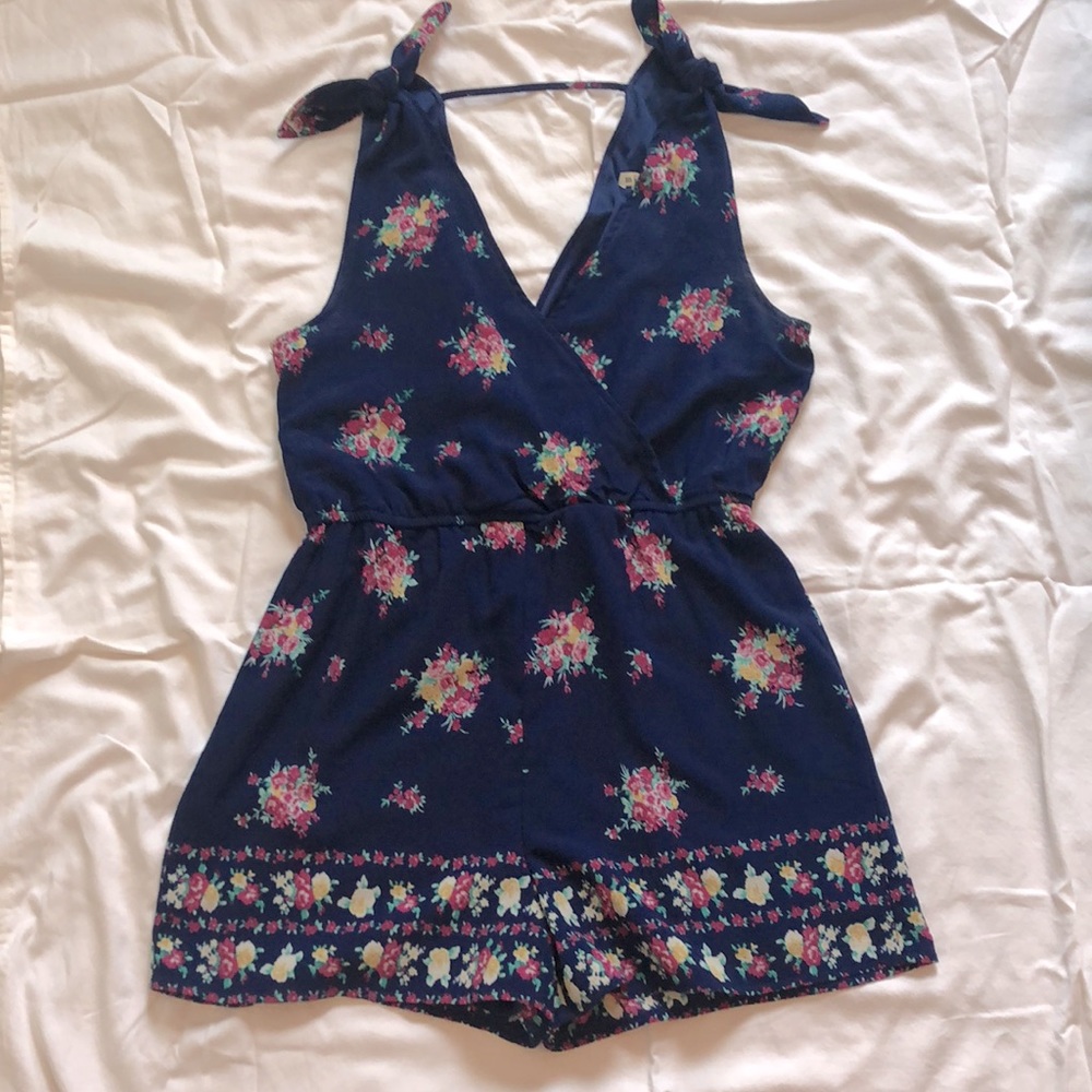 Adorable and Fun Navy/Floral Romper